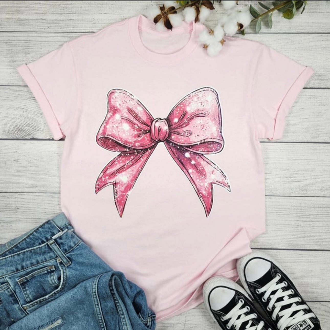 Preppy Pink Bow Graphic Tee