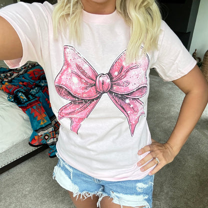 Preppy Pink Bow Graphic Tee
