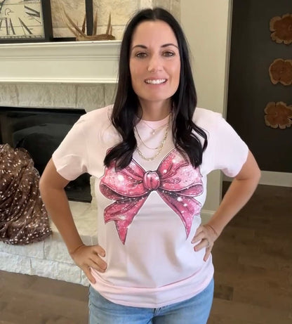 Preppy Pink Bow Graphic Tee