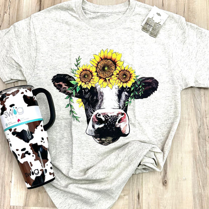 Sunflower Cow Graphic Tee