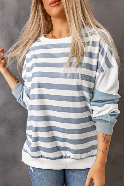 Elina Striped Pullover Sweatshirt - Aaria Tees