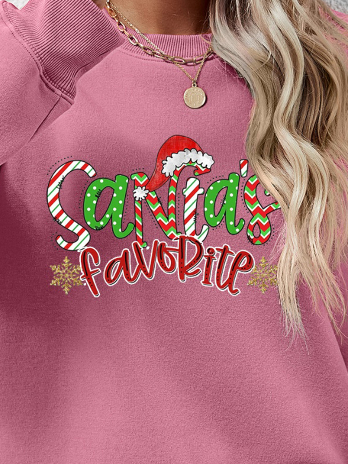 Letter Graphic Round Neck Long Sleeve Sweatshirt - Aaria Tees