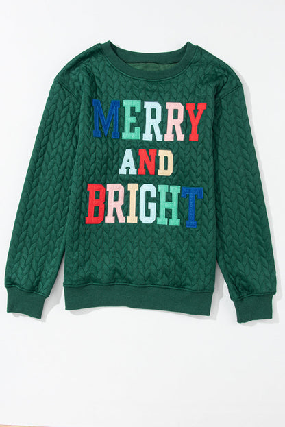 Christmas Merry And Bright Cable Knit Pullover Sweatshirt