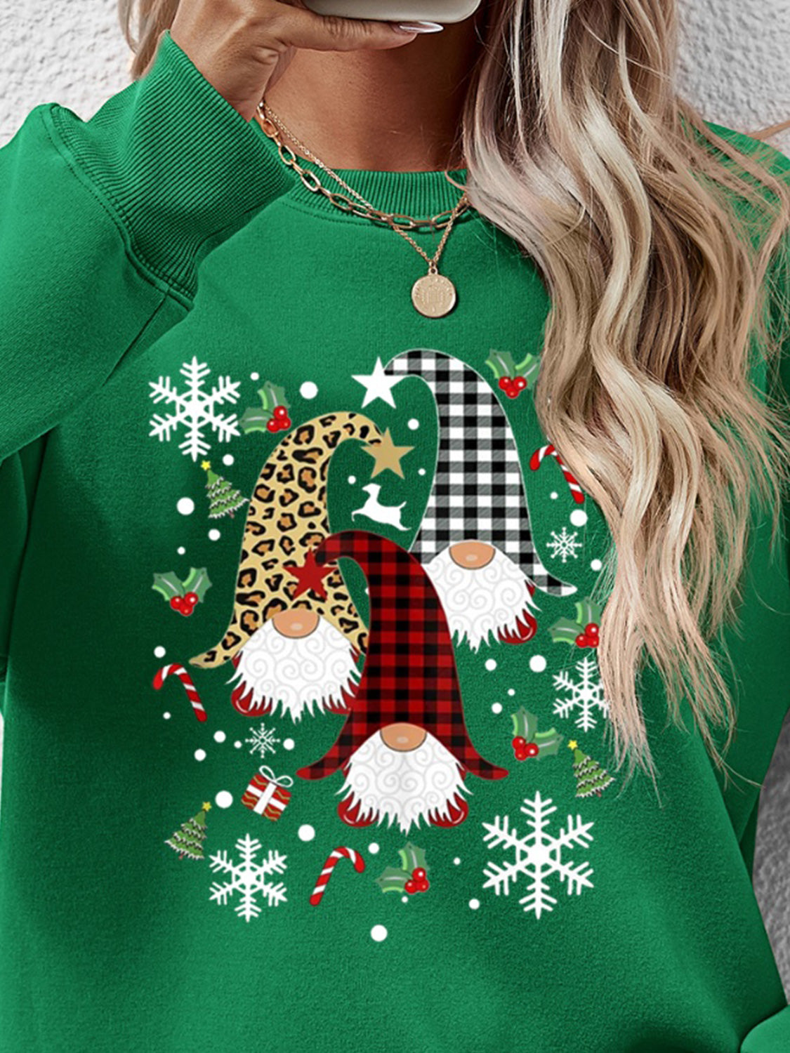 Faceless Gnomes Graphic Drop Shoulder Sweatshirt - Aaria Tees