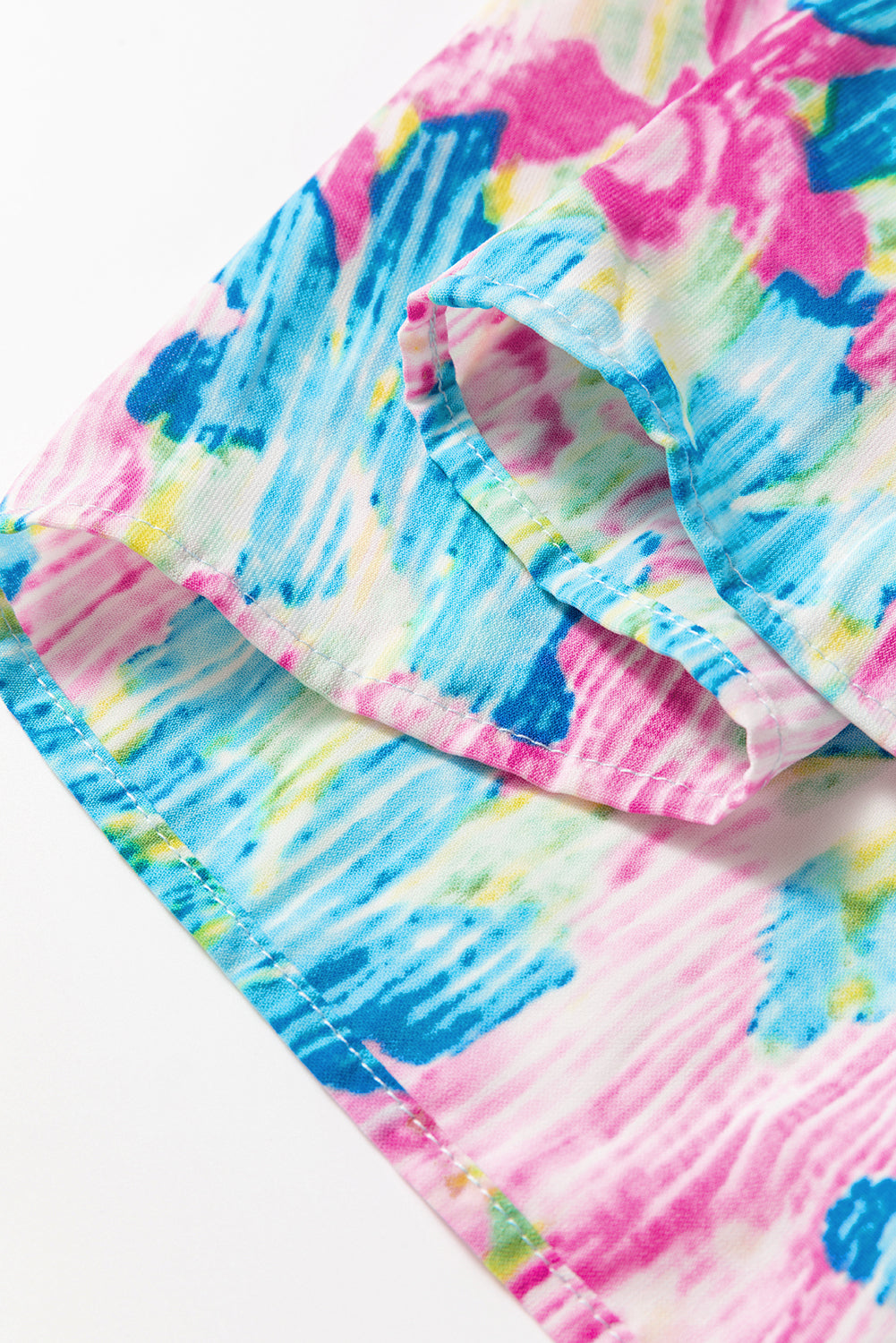 Sky Blue Floral Allover Print Shirred Square Neck Plus Size Maxi Dress - Aaria Tees