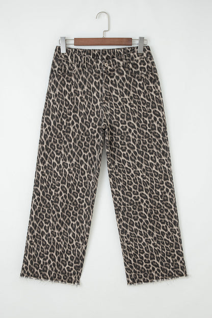 Leopard Denim Straight Leg Jeans