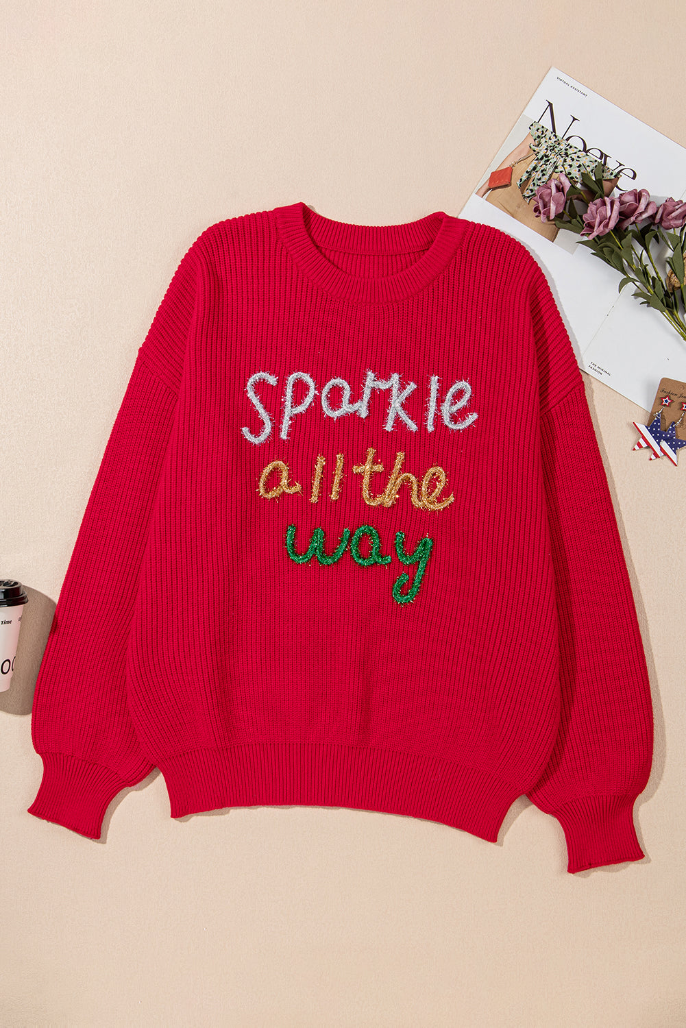 Plus Size Christmas Sparkle All The Way Tinsel Sweater