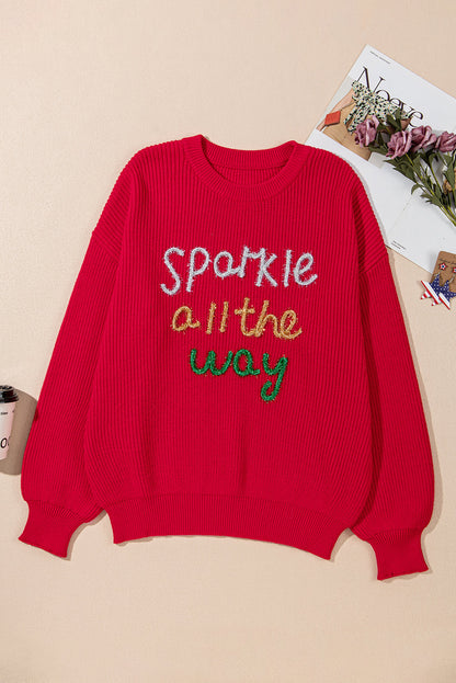 Plus Size Christmas Sparkle All The Way Tinsel Sweater