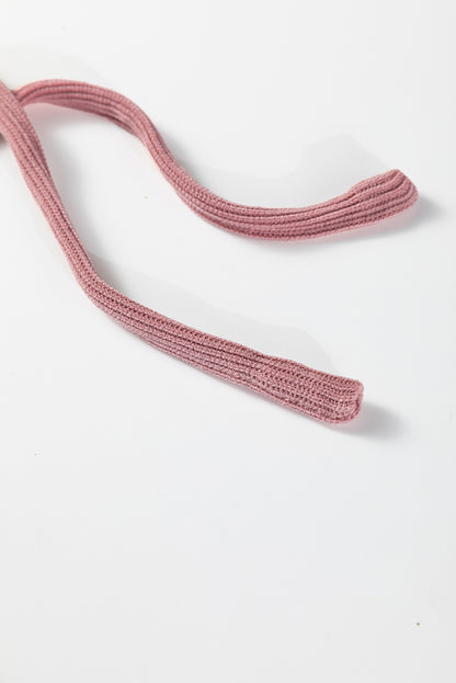 Fushia Solid Color Textured Knit Drop Shoulder Pullover Drawstring Shorts Set