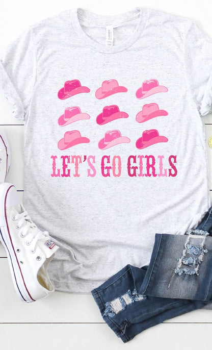 Lets Go Girls Cowgirl Hat Graphic Tee PLUS - Aaria Tees