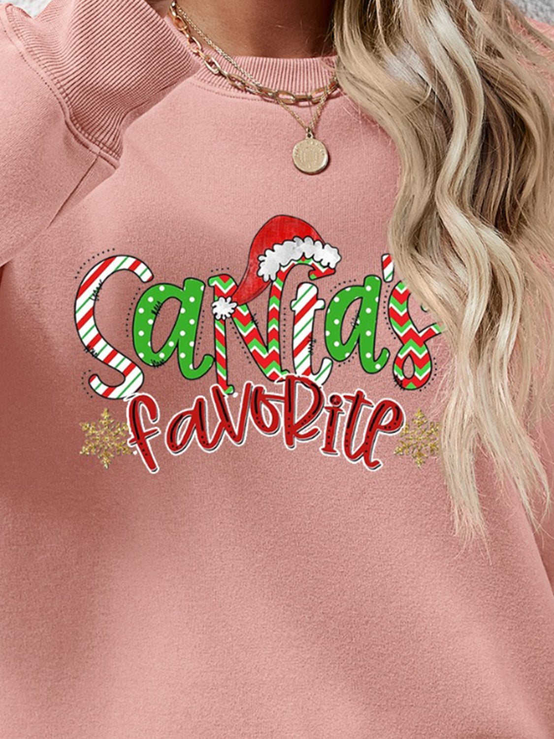 Letter Graphic Round Neck Long Sleeve Sweatshirt - Aaria Tees Aaria Tees