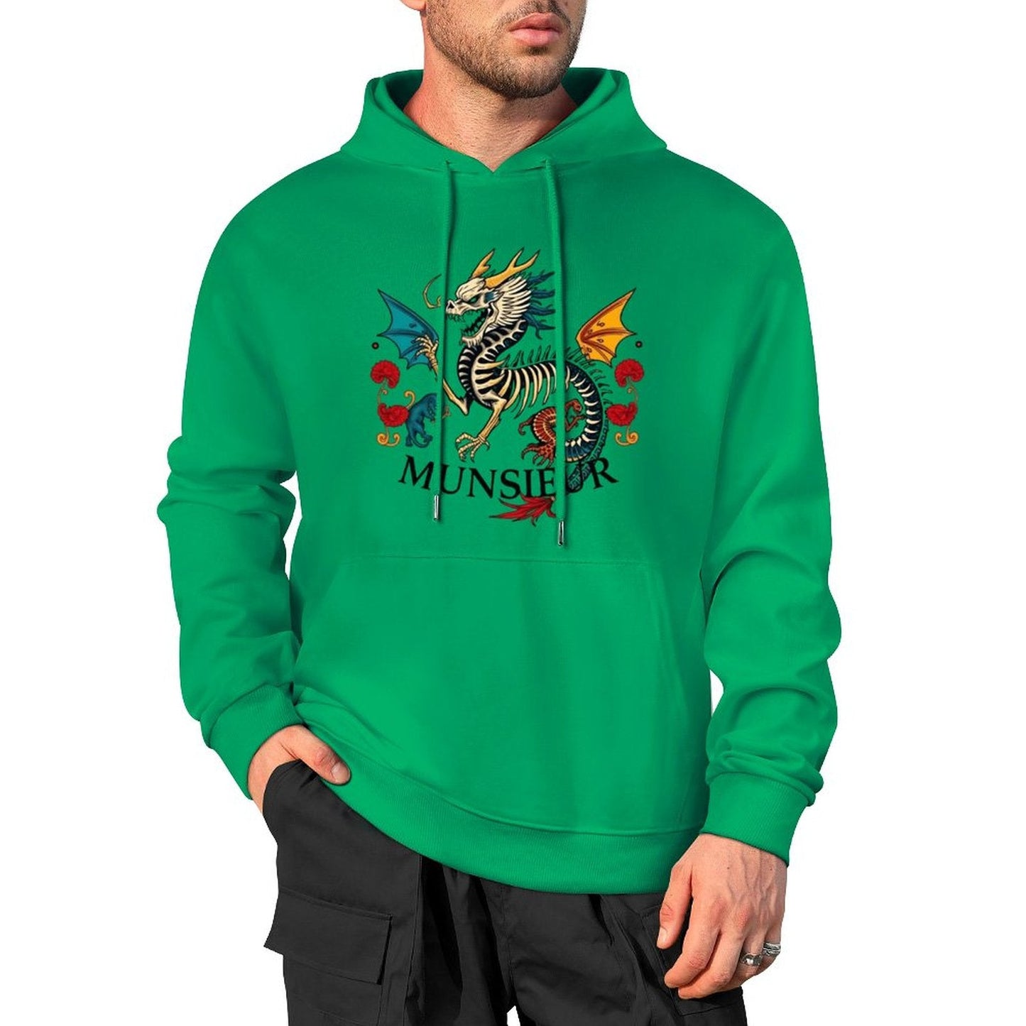 Munsieur Inferno Crest: Dragon Hoodie for Men