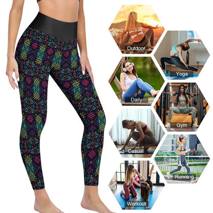 Munsieur Design Custom Printed Honeycomb Textured Yoga Leggings for Women