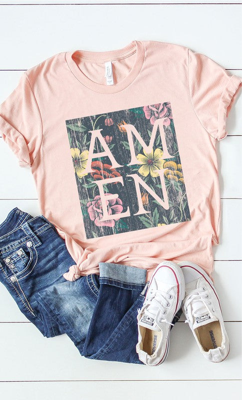 Floral Amen Graphic Tee - Aaria Tees