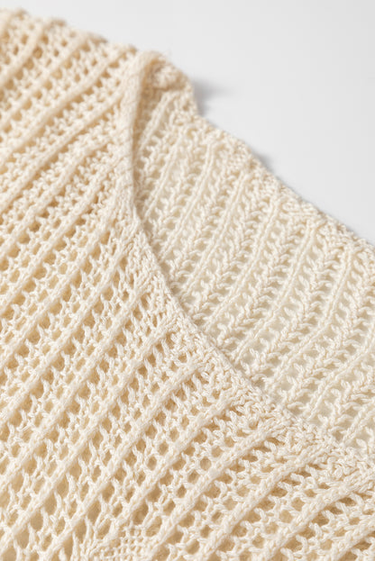 Parchment Hollow Out Knit Star Pattern Accent Plus Size Jumper