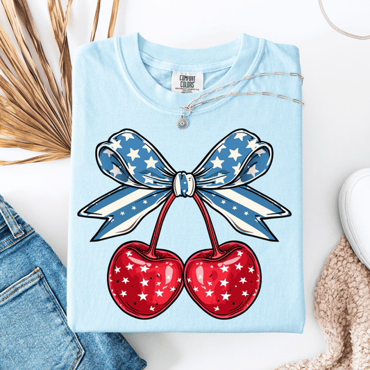 Patriotic Cherries Graphic Tee
