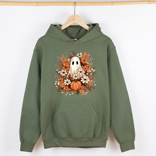 Floral Ghost, Trending, Vintage, Halloween, Witch, Spooky, Graphic Hoodie, Hooded Sweatshirt