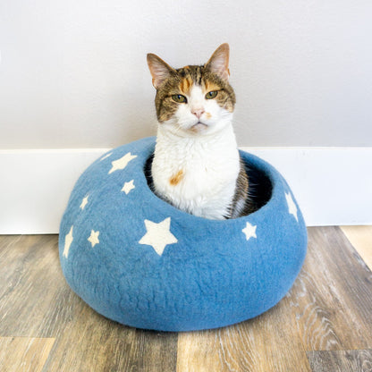 Sky Blue Midnight Stars Eco Kitty Cave