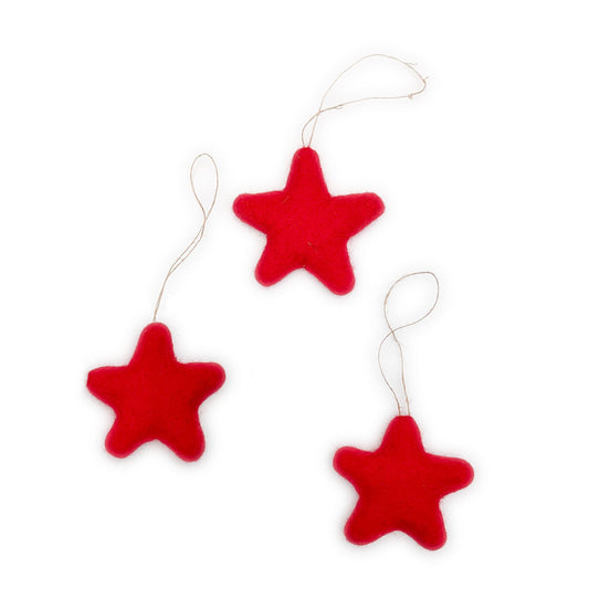 Jumbo Bright Stars Eco Ornaments - Set of 3 - RED