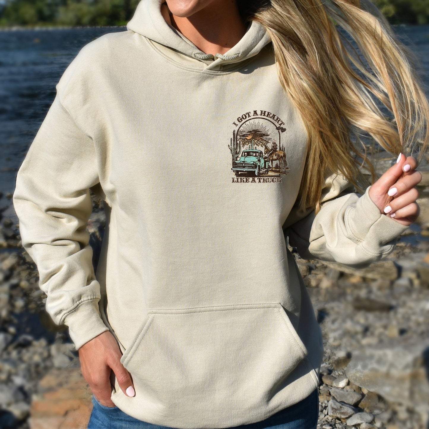 I Got A Heart Like A Truck, Hooded Sweatshirt, Hoodie, Country Music, Western, Valentine's Day