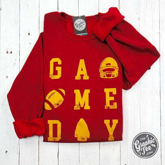 GAME DAY KC Red and Gold Crewneck Sweatshirt