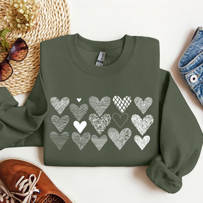 Heart Doodles, Sweatshirt, Valentine's Day