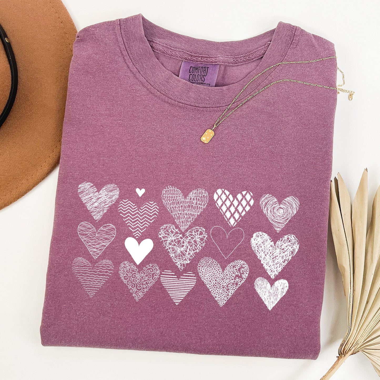 Heart Doodles, Comfort Colors Tshirt, Valentine's Day