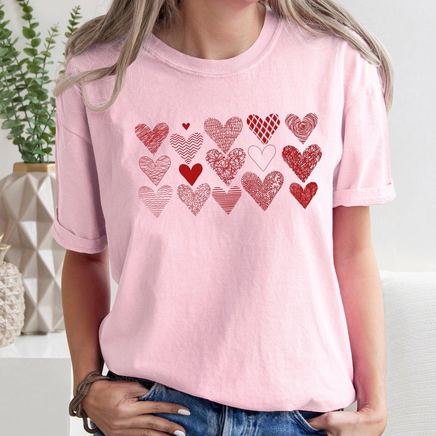 Heart Doodles, Comfort Colors Tshirt, Valentine's Day