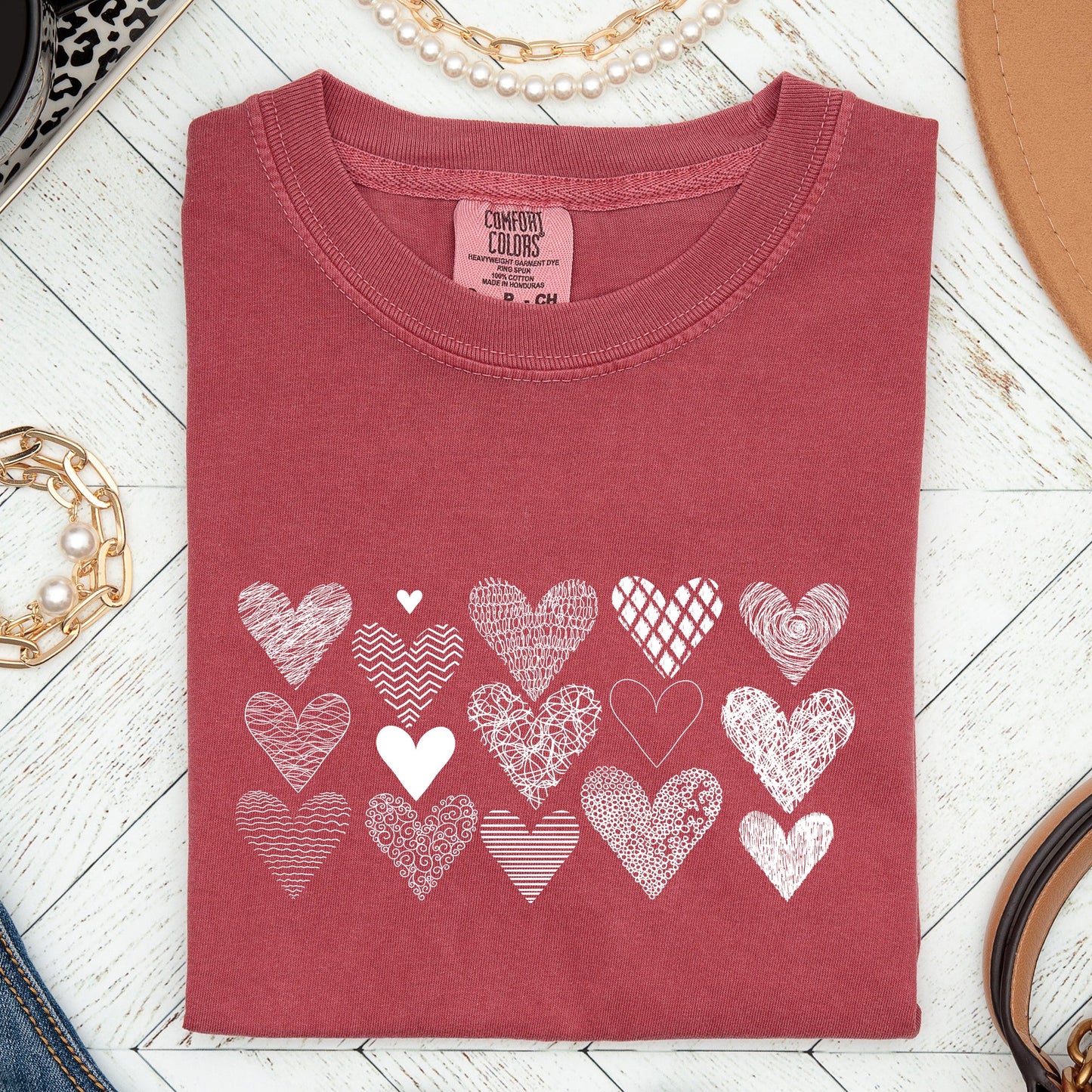 Heart Doodles, Comfort Colors Tshirt, Valentine's Day