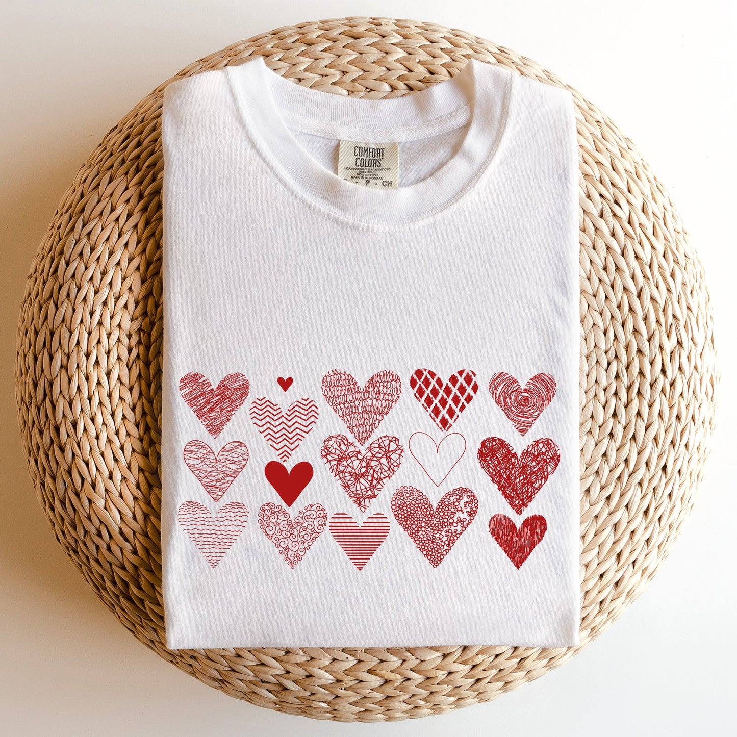 Heart Doodles, Comfort Colors Tshirt, Valentine's Day