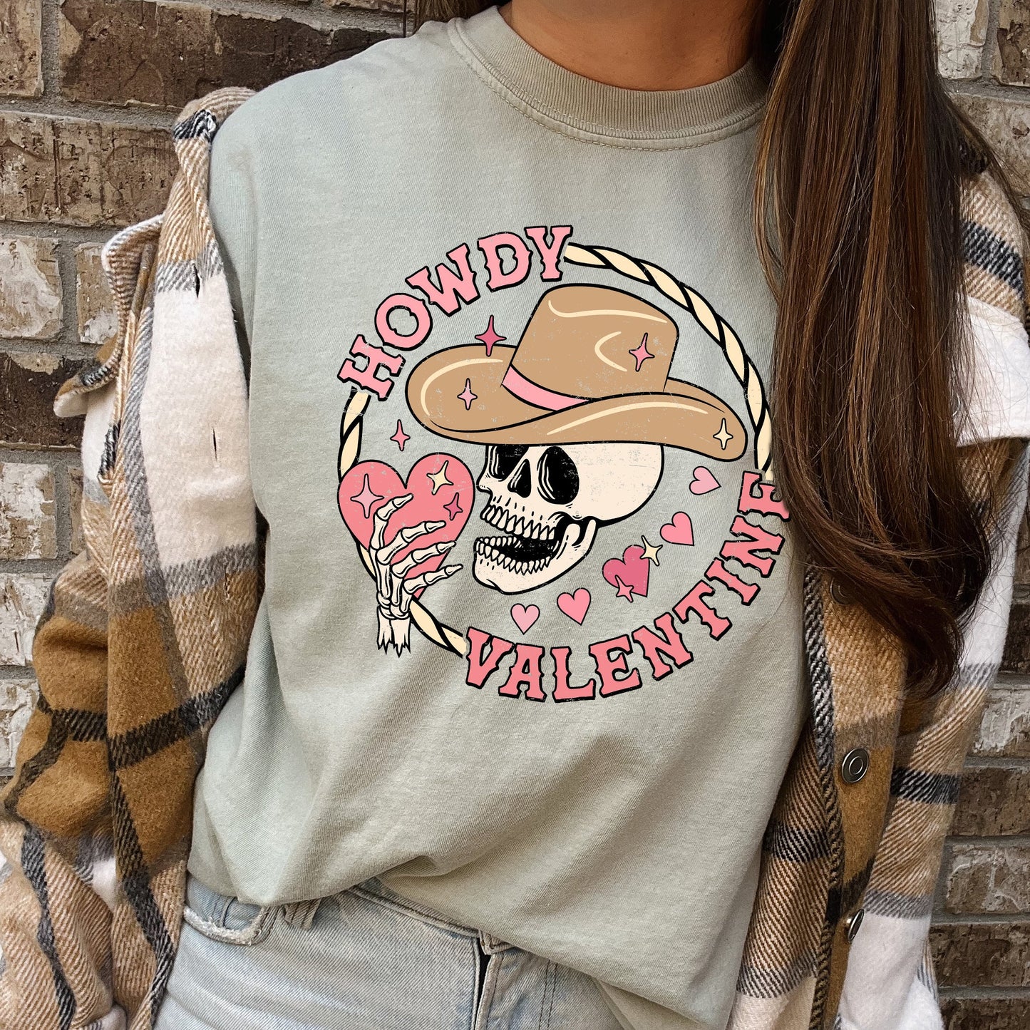 Howdy Valentine, Skeleton Cowboy, Western, Country, Comfort Colors Tshirt, Valentine's Day