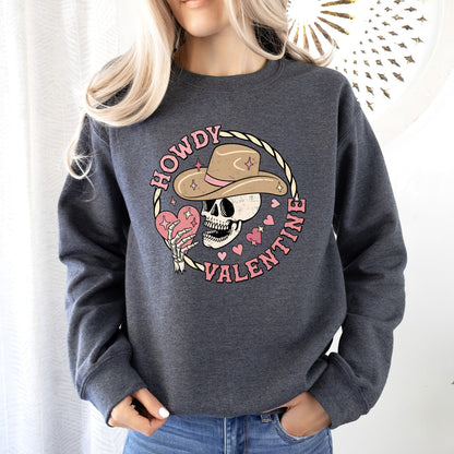 Howdy Valentine, Skeleton Cowboy, Western, Country, Sweatshirt, Valentine's Day