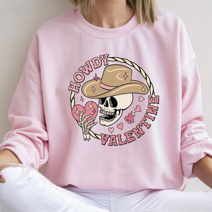 Howdy Valentine, Skeleton Cowboy, Western, Country, Sweatshirt, Valentine's Day