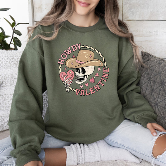Howdy Valentine, Skeleton Cowboy, Western, Country, Sweatshirt, Valentine's Day