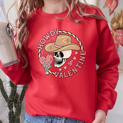 Howdy Valentine, Skeleton Cowboy, Western, Country, Sweatshirt, Valentine's Day