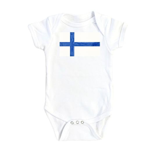 Finland Flag - Baby Boy Girl Clothes Infant Bodysuit Funny Cute Newborn