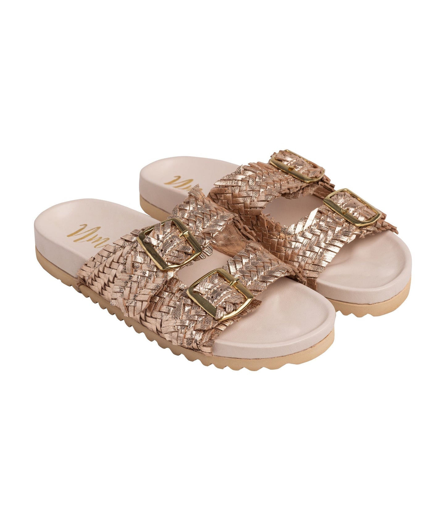 Intertwine Dual Woven Strap Slide in Champagne (Online Exclusive)