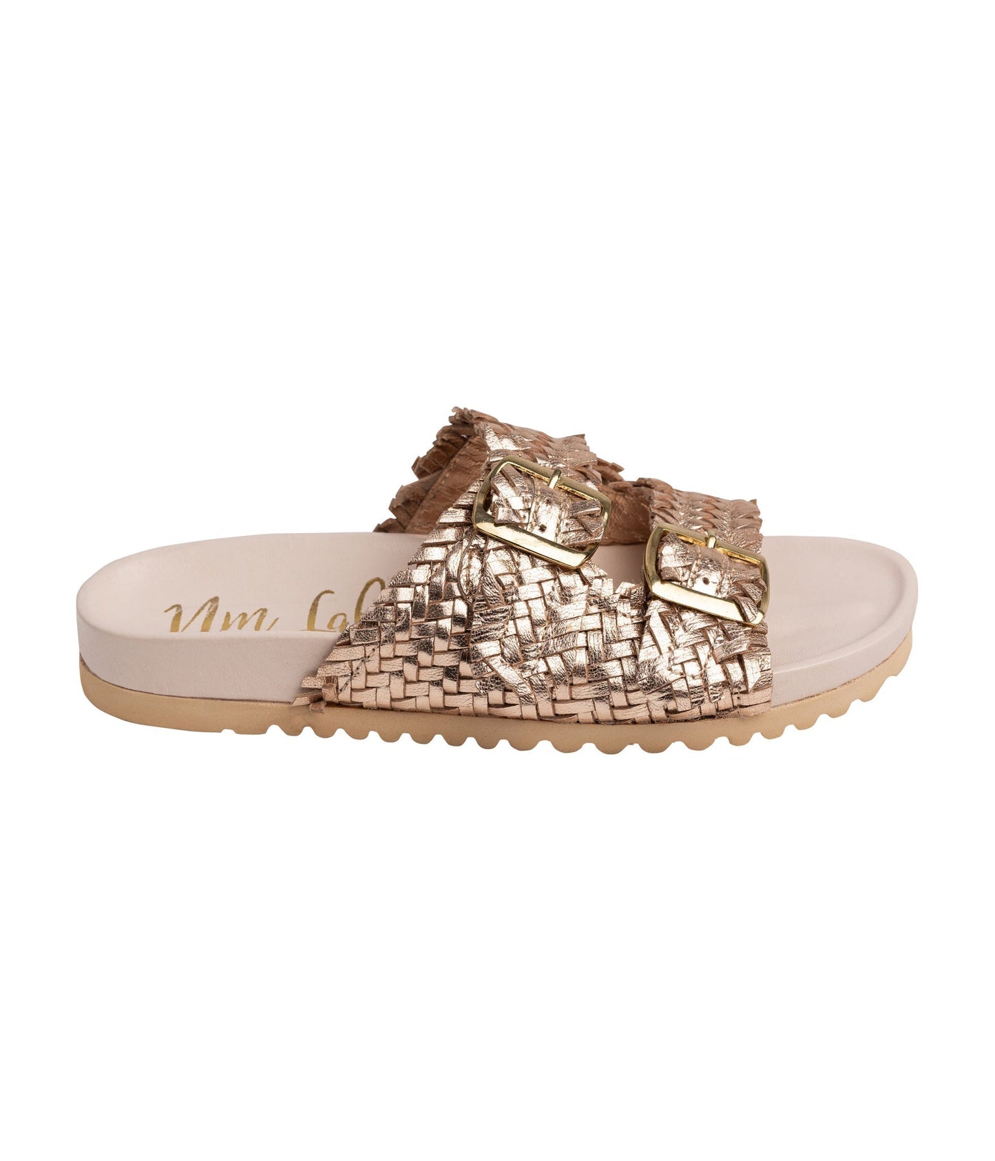 Intertwine Dual Woven Strap Slide in Champagne (Online Exclusive)