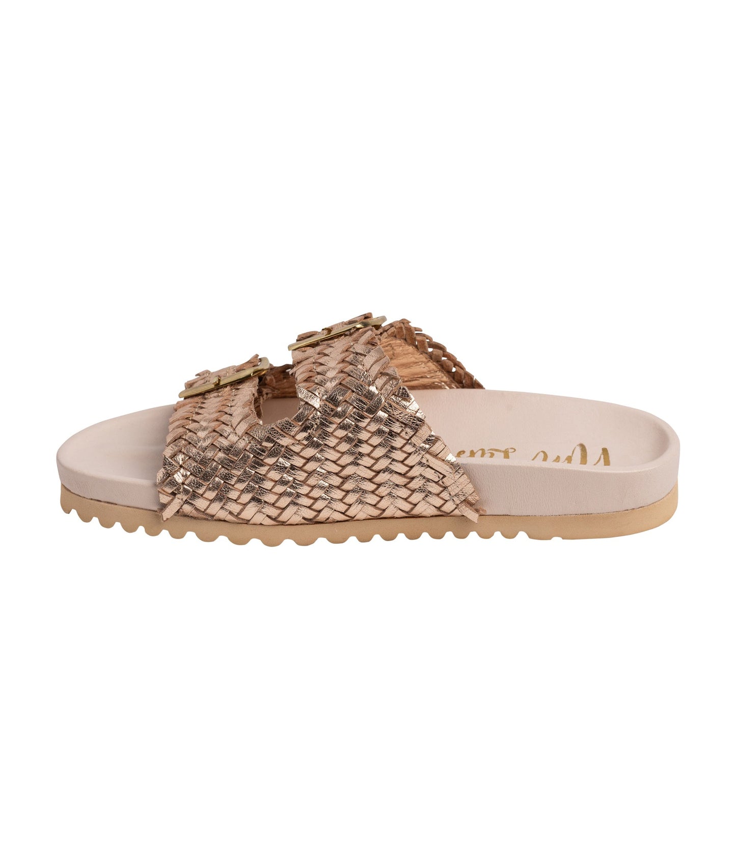 Intertwine Dual Woven Strap Slide in Champagne (Online Exclusive)