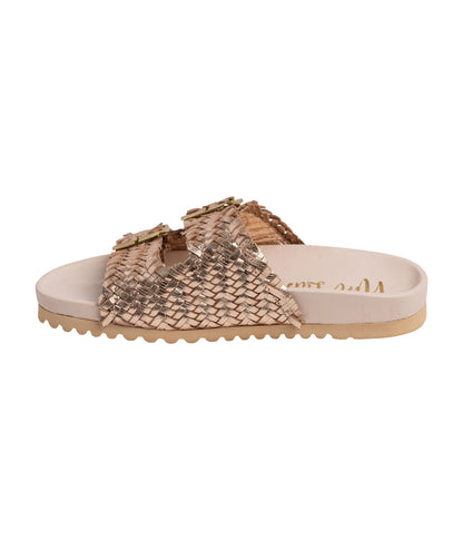 Intertwine Dual Woven Strap Slide in Champagne (Online Exclusive)