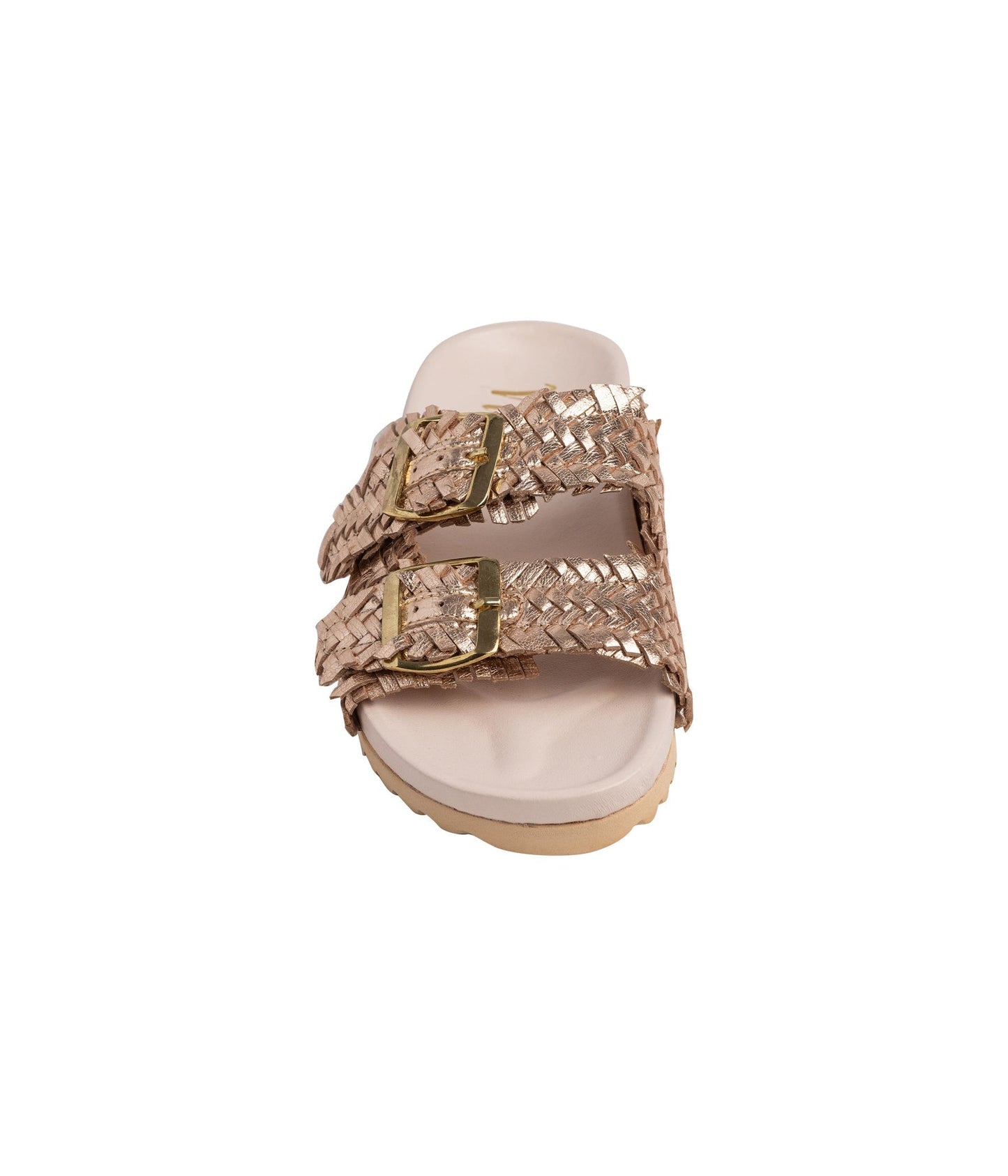 Intertwine Dual Woven Strap Slide in Champagne (Online Exclusive)