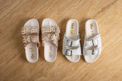 Intertwine Dual Woven Strap Slide in Champagne (Online Exclusive)