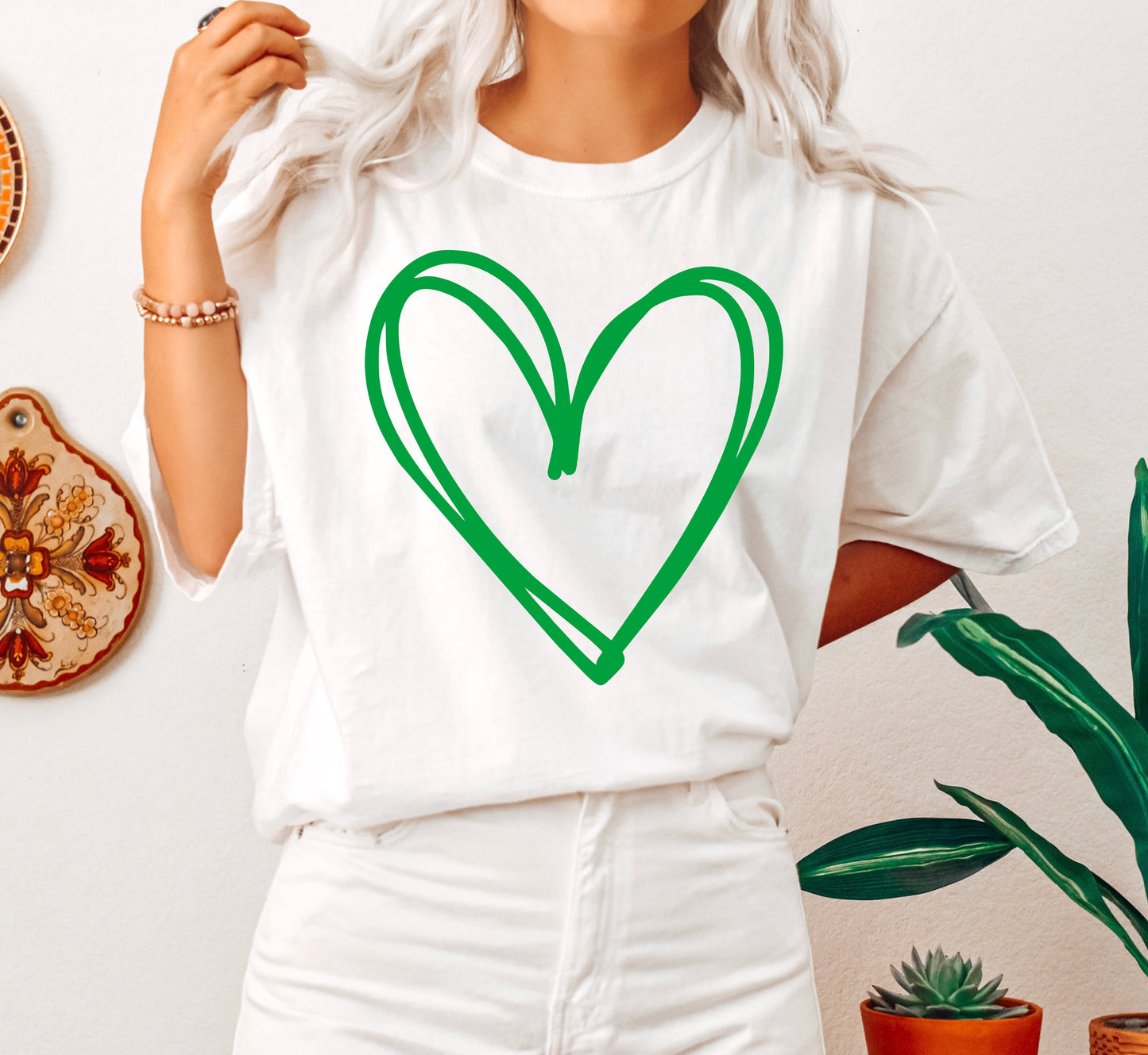 Double Heart St Patrick's Day Comfort Colors Tshirt