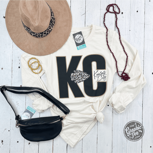 KC Leopard Natural Heather Long Sleeve Tee