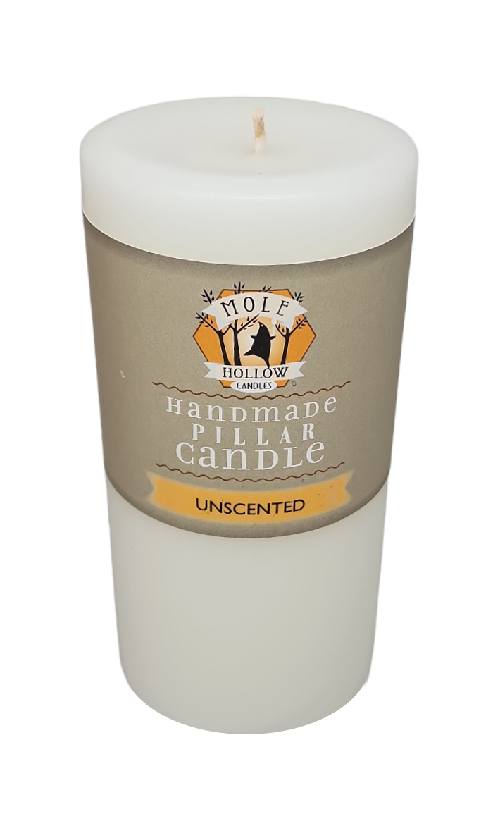 Mole Hollow Unscented Pillar Candle (Stark White)  -
