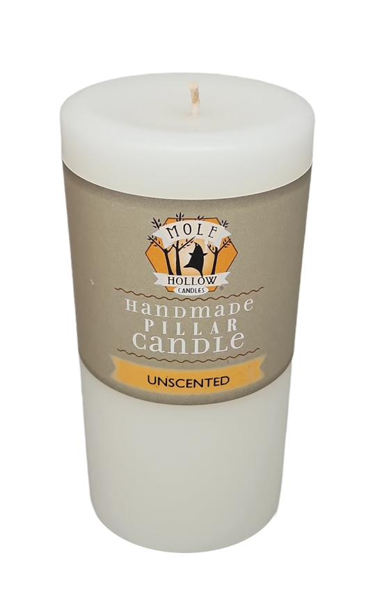 Mole Hollow Unscented Pillar Candle (Stark White)  -