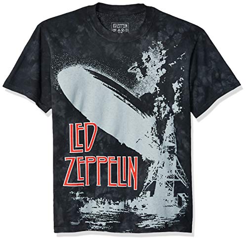 Led Zeppelin Blimp Exploding All Over Mens T-shirt- Liquid Blue