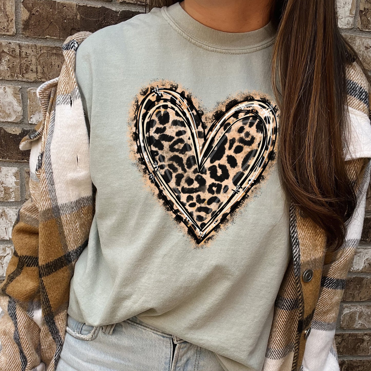 Leopard Print Heart, Comfort Colors Tshirt, Valentine's Day