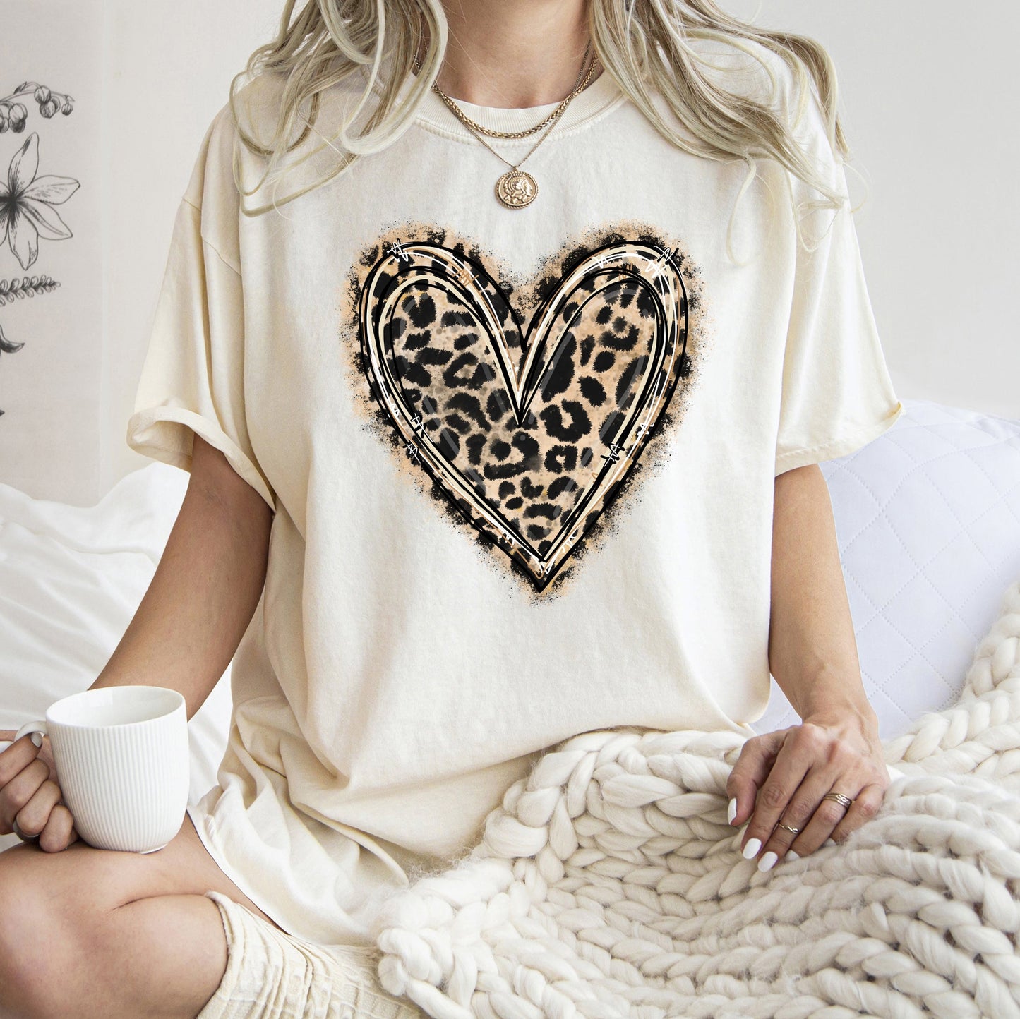 Leopard Print Heart, Comfort Colors Tshirt, Valentine's Day