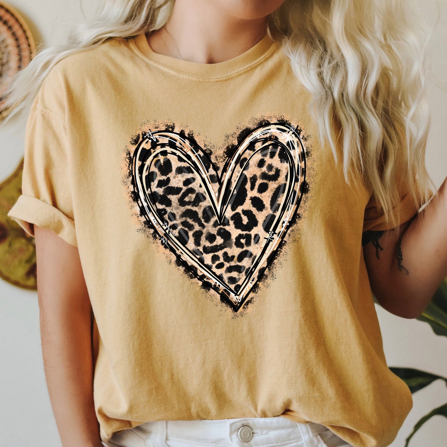 Leopard Print Heart, Comfort Colors Tshirt, Valentine's Day